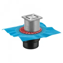 BERGES Трап водосток ZENTRUM Norma 100х100, матовый хром, вертикальный выпуск сифон D50/70/100мм H74, 090462