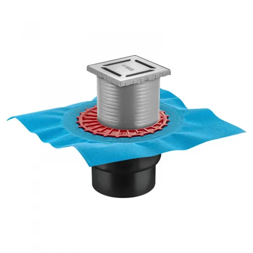 BERGES Трап водосток ZENTRUM Norma 100х100, матовый хром, вертикальный выпуск сифон D50/70/100мм H74, 090462