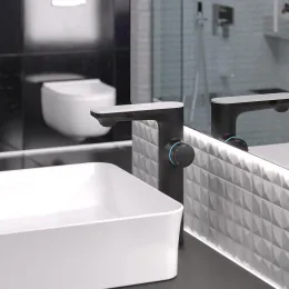 Смеситель для раковины MORANS сенсорный высокий, черный матовый, 076004