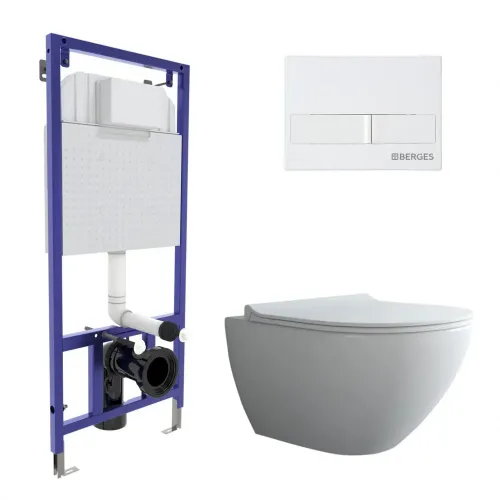 Инсталляция NOVUM 525, кнопка L1, унитаз PUMA XL Rimless, сиденье дюропласт Toma Slim SO, 043265