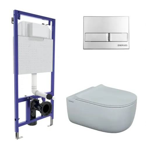 Инсталляция NOVUM525, кнопка L3 хром глянец, унитаз EGO XL Rimless, сиденье Toma Slim SO, 043203