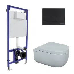 Инсталляция NOVUM525, кнопка L5 Soft Touch черная, унитаз EGO XL Rimless, сиденье Toma SO, 043234