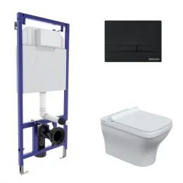 Инсталляция NOVUM 525, кнопка F5, унитаз STRATI Rimless, сиденье дюропласт Strati Slim SO - NOVUM F5, 042451