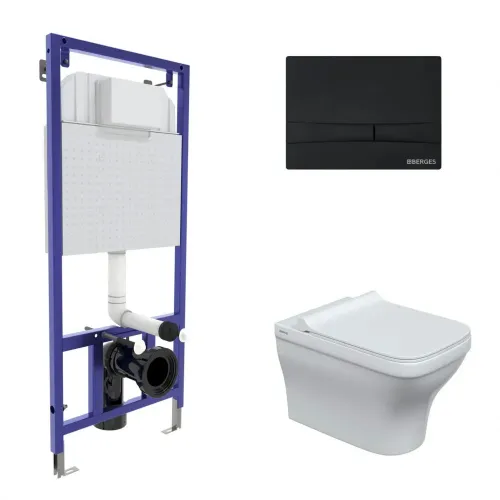 Инсталляция NOVUM 525, кнопка F5, унитаз STRATI Rimless, сиденье дюропласт Strati Slim SO - NOVUM F5, 042451