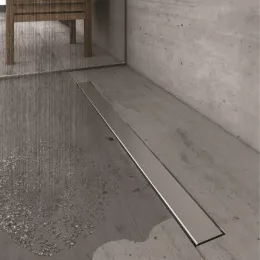 BERGES Желоб водосток C1 Norma 400, матовый хром, вертикальный выпуск S-сифон D50/105мм H30/80мм, 090035