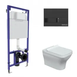 Инсталляция NOVUM 525, кнопка L6, унитаз STRATI Rimless, сиденье дюропласт Strati Slim SO - NOVUM L6, 042454