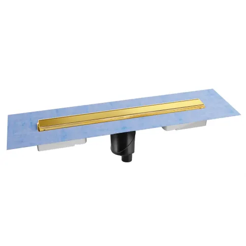 BERGES Желоб водосток В1 Keramik 900, золото глянец, вертикальный выпуск S-сифон D50/105мм H30/135мм, 092020