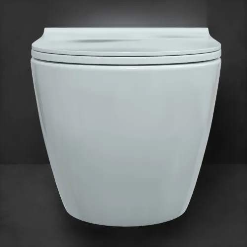 Унитаз BERGES подвесной MASCON Rimless 57 см, сиденье дюропласт Toma Slim SO, микролифт, быстросъем, 082128