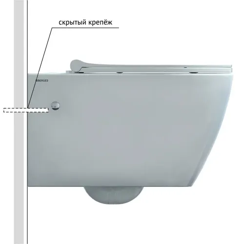 Унитаз BERGES подвесной MASCON Rimless 57 см, сиденье дюропласт Toma Slim SO, микролифт, быстросъем, 082128