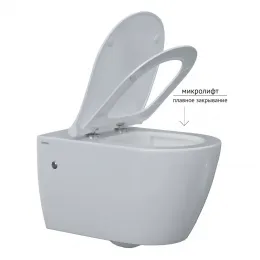 Унитаз BERGES подвесной MASCON Rimless 57 см, сиденье дюропласт Toma Slim SO, микролифт, быстросъем, 082128