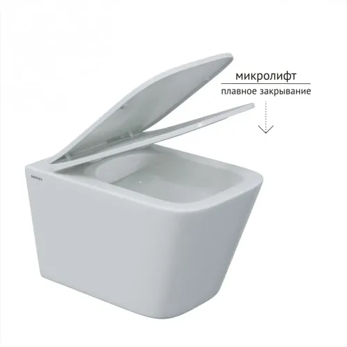 Унитаз BERGES подвесной FLOE S Rimless 51 см, сиденье дюропласт Floe S Slim SO, микролифт, быстросъём - VENTAS, 082134