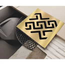 BERGES Трап водосток PLATZ Antik 100х100, золото хром, боковой выпуск S-сифон D50 H60, 092160