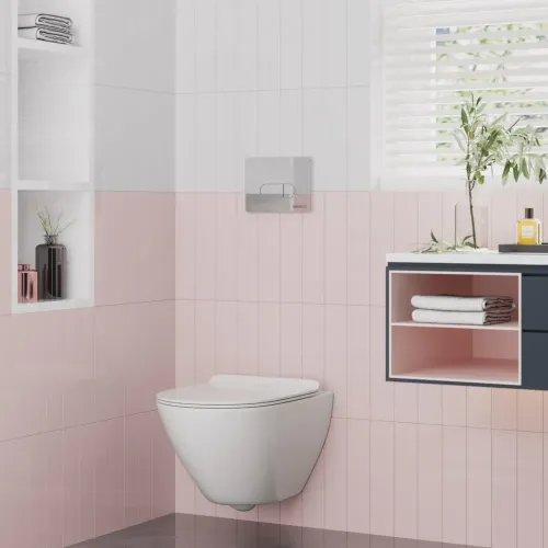 Унитаз BERGES подвесной PUMA Rimless 51 см, сиденье дюропласт Toma Slim SO, микролифт, быстросъём, 082131