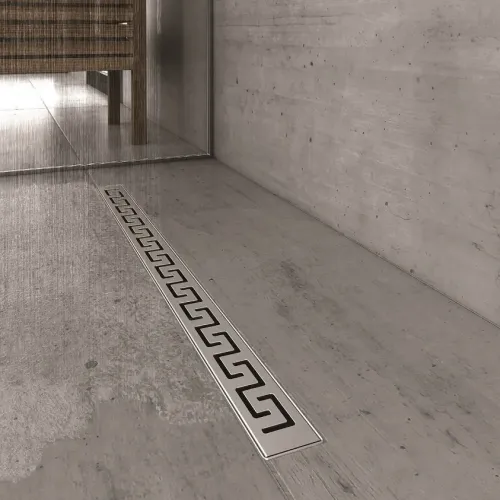 BERGES Желоб водосток В1 Antik 500, хром глянец, вертикальный выпуск S-сифон D50/105мм H30/80мм, 091023