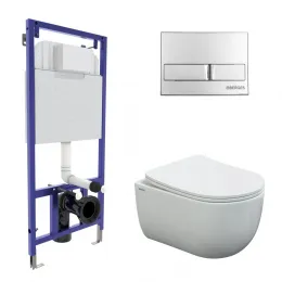 Инсталляция NOVUM 525, кнопка L3, унитаз VENTAS Rimless, сиденье дюропласт Ventas Slim SO - NOVUM L3, 043237