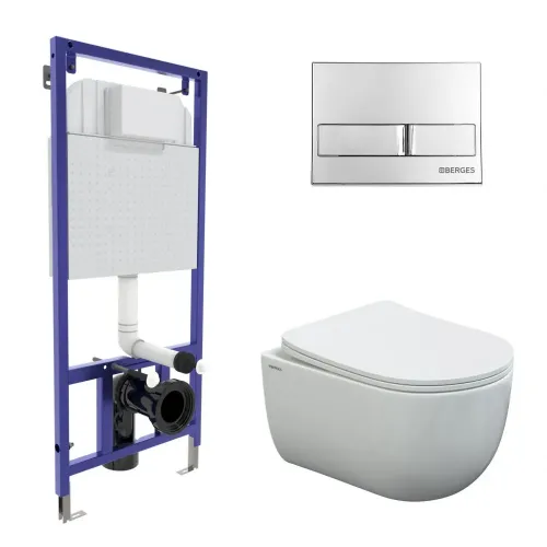 Инсталляция NOVUM 525, кнопка L3, унитаз VENTAS Rimless, сиденье дюропласт Ventas Slim SO - NOVUM L3, 043237