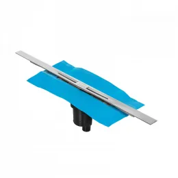 BERGES Желоб водосток SIMPEL 1000, матовый хром, вертикальный выпуск S-сифон D50/105мм H30/80мм, 090013