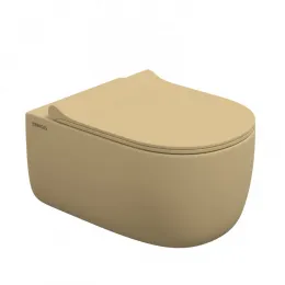 Унитаз BERGES подвесной EGO XL матовый кашемир Rimless 54 см, сиденье EGO XL Slim SO матовый кашемир, микролифт, быстросъем - EGO XL, 083211