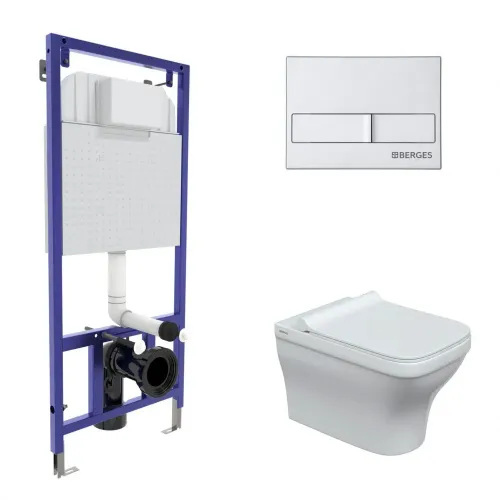 Инсталляция NOVUM 525, кнопка L2, унитаз STRATI Rimless, сиденье дюропласт Strati Slim SO - NOVUM L2, 042453