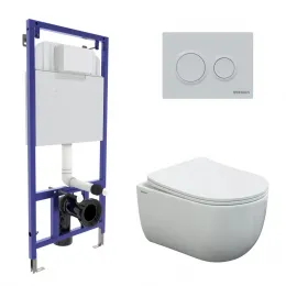 Инсталляция NOVUM 525, кнопка О1, унитаз VENTAS Rimless, сиденье дюропласт Ventas Slim SO - NOVUM О1, 043239