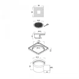Трап водосток напольный Trend 100x100, 091001