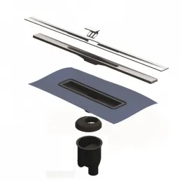 BERGES Желоб водосток SIMPEL 1000, хром глянец, вертикальный выпуск S-сифон D50/105мм H30/80мм, 091013