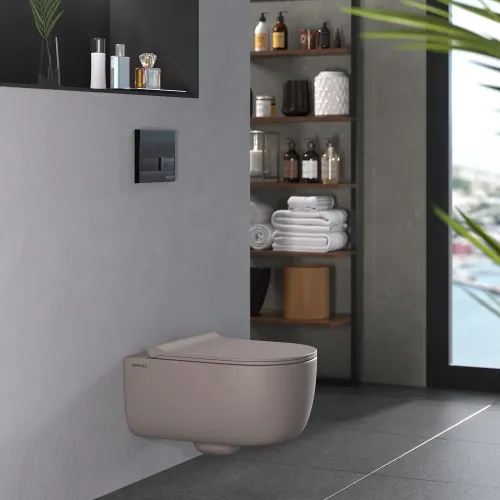 Унитаз BERGES подвесной EGO XL матовый серый Rimless 54 см, сиденье EGO XL Slim SO матовый серый, микролифт, быстросъем - EGO XL, 083216