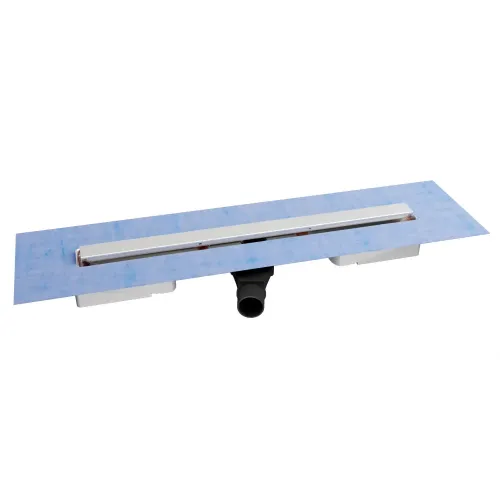 BERGES Желоб водосток C1 Norma 500, матовый хром, боковой выпуск S-сифон D50 H60, 090136