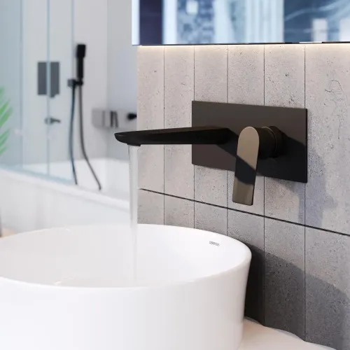 Смеситель для раковины VENTAS S скрытого монтажа, совместный, черный матовый, 076006