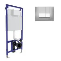 Инсталляция BERGES для скрытого монтажа унитаза NOVUM кнопка S2 матовый хром, 040242