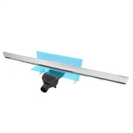 BERGES Желоб водосток WALL 1000 пристенный, хром глянец,боковой выпуск S-сифон D50 H60, 091157