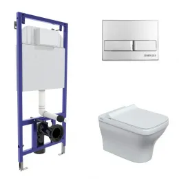 Инсталляция NOVUM 525, кнопка L3, унитаз STRATI Rimless, сиденье дюропласт Strati Slim SO - NOVUM L3, 042448