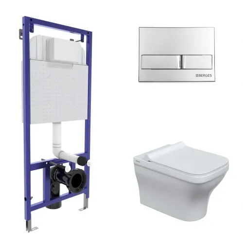 Инсталляция NOVUM 525, кнопка L3, унитаз STRATI Rimless, сиденье дюропласт Strati Slim SO - NOVUM L3, 042448