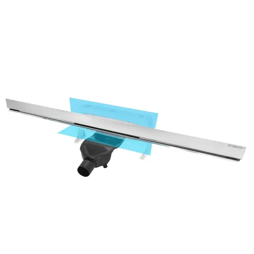 BERGES Желоб водосток WALL 1000 пристенный, матовый хром,боковой выпуск S-сифон D50 H60, 090157