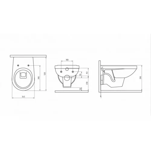 Унитаз BERGES подвесной GAMMA 52 см с сиденьем Gamma SO микролифт быстросъём, 081105