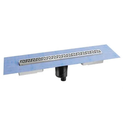 BERGES Желоб водосток В1 Antik 400, матовый хром, вертикальный выпуск S-сифон D50/105мм H30/80мм, 090022