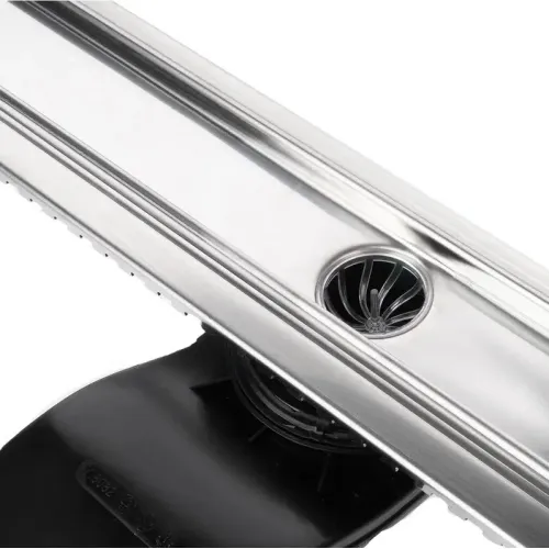 BERGES Желоб водосток TOP Stark 800, хром глянец, вертикальный выпуск S-сифон D50/105мм H30/80мм, 091051