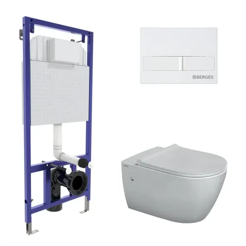 Инсталляция NOVUM 525, кнопка L1, унитаз MASCON Rimless, сиденье дюропласт Toma Slim SO, 043266