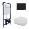 Инсталляция NOVUM 525, кнопка O5 черная Soft Touch, унитаз EGO XL Rimless, сидение Okus Slim SO - NOVUM O5, 043303