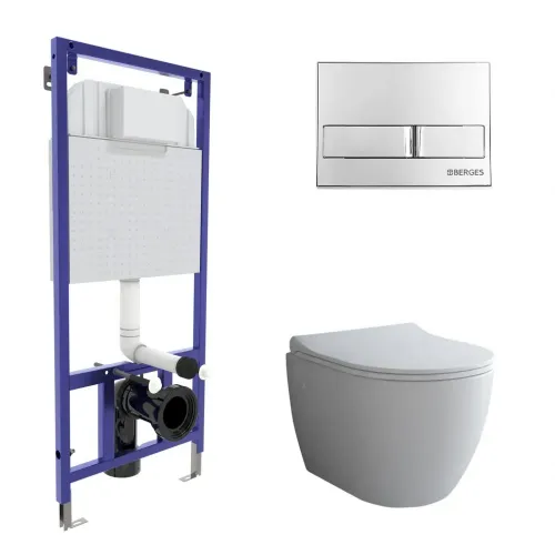 Инсталляция NOVUM 525, кнопка L3, унитаз OKUS, сиденье дюропласт Toma Slim SO, 043205