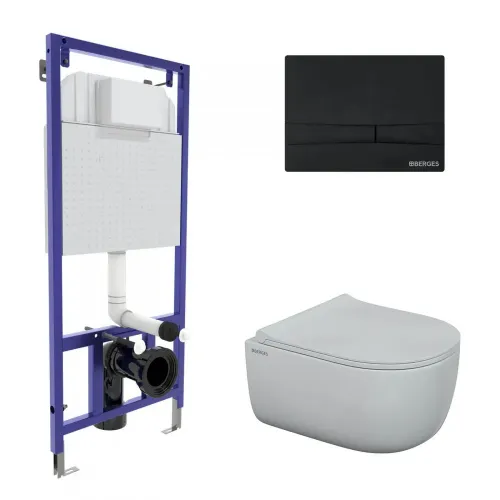 Инсталляция NOVUM 525, кнопка F5 черная Soft Touch, унитаз EGO Rimless, сидение Toma Slim SO, 047255