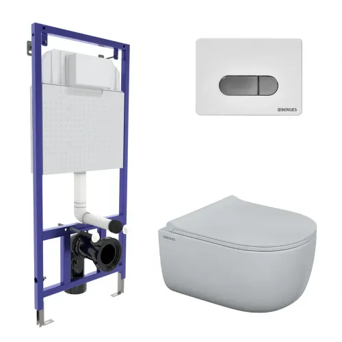 Инсталляция NOVUM525, кнопка D7 белая/хром, унитаз EGO Rimless, сиденье Toma Slim SO, 047237