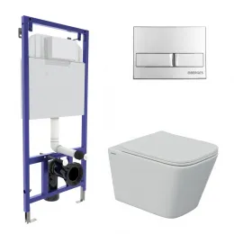 Инсталляция NOVUM 525, кнопка L3, унитаз FLOE S Rimless, сиденье дюропласт Floe S Slim SO - NOVUM L3, 043242