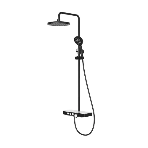 Душевая стойка BERGES MORANS с изливом и термостатом, черный матовый - MORANS, 075002