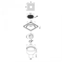 Трап водосток напольный Trend 100x100, 091003