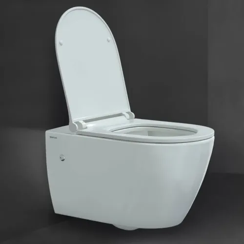 Унитаз BERGES подвесной MASCON Rimless 57 см, сиденье дюропласт Toma Slim SO, микролифт, быстросъем, 082128