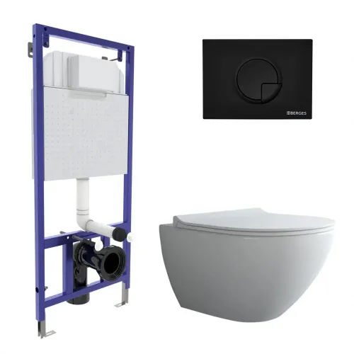 Инсталляция NOVUM 525, кнопка R5, унитаз PUMA Rimless 51 см, сиденье дюропласт Toma Slim SO, 043268