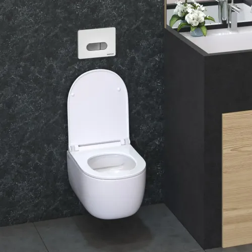 Инсталляция NOVUM525, кнопка D7 белая/хром, унитаз EGO Rimless, сиденье Toma Slim SO, 047237