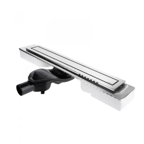 BERGES Желоб водосток TOP Stark 600, хром глянец, боковой выпуск S-сифон D50 H60, 091149