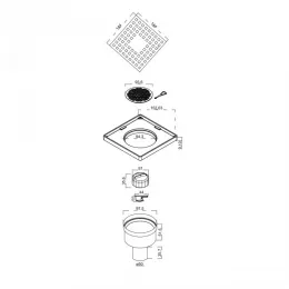 Трап водосток напольный Trend 150x150, 091004